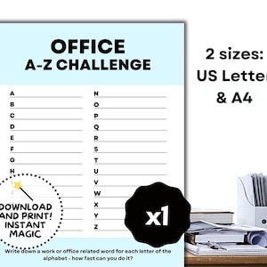 Office A-Z Challenge | Fun Timed Challenge | Work Games Icebreakers | Printable Last Minute Office Party Games