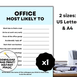 Office Most Likely To | Fun Funny Work Games Icebreakers | Printable Last Minute Office Party Games | Team Building Game