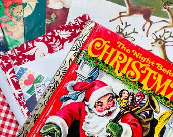 Christmas Little Golden Book  DIY Junk Journal Kit : Book + Coordinating Papers, Fabric, Ephemera