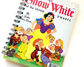 Vintage Disney Snow White Junk Journal: Upcycled 1976 Golden Book Sketchbook