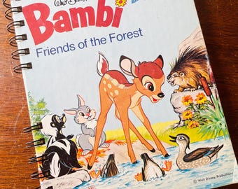 Bambi Upcycle Junk Journal made from a Golden Book: Spiral Bound Scrapbook