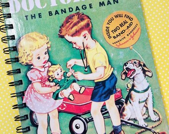 Little Golden Book Journal - Doctor Dan Handmade Storybook Junk Notebook - Vintage