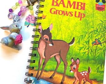1979 Blank Bambi Themed Junk Journal Scrapbook-  plus a clip on Journal Charm or Bag Charm