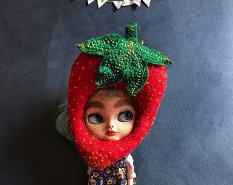 Blythe Doll Head Decor, Strawberry Head Decor for Blythe Doll