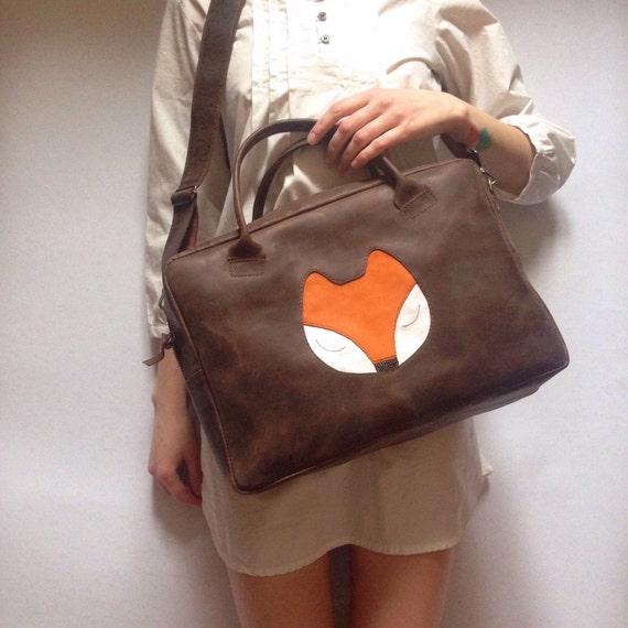 Brown Leather Laptop Bag 13 Laptop Bag Fox Bag Etsy