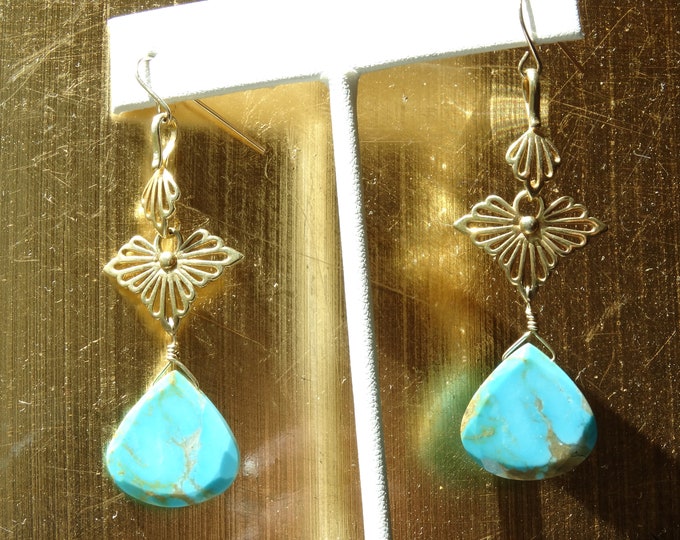 ARIZONA TURQUOISE EARRINGS,Vermeil componants