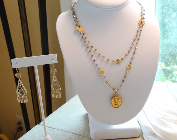 Tibetan Gold Vermeil Locket on Pyrite and Vermeil Necklace