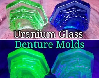 Uranium Glass Denture Molds. Two Colours available.