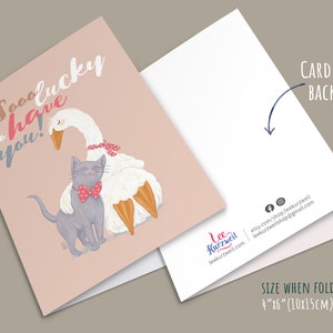 Cat and Goose Friendship Affirmation Greeting Card and Envelope, Cute Relationship Love Card, Him and Her Special Grateful Card Gift image 4