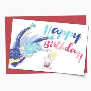 Niedliche alles- Gute zum Geburtstagfrosch Grußkarte, B.D Karte und Umschlag, Sie und Ihn gefaltete Geburtstagskarte, buntes Kartengeschenk für Kinder