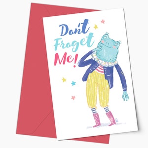 Carte de voeux de sympathie drôle de jeu de mots de grenouille, carte mignonne et enveloppe, carte d'amitié pliée lui et elle, cadeau de carte de petit crapaud pour la famille et les enfants
