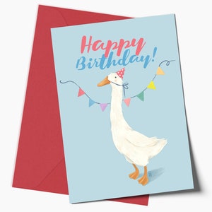 Carte de voeux et enveloppe drôles d'oie de joyeux anniversaire, lui et elle mignonne carte de joyeux anniversaire, cadeau unique de carte d'anniversaire pliée hilarante