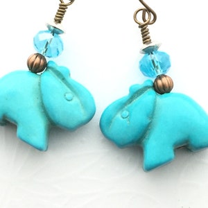 Elephant Earrings, Blue Dangle Earrings, Birthday Gift, Anniversary Gift, Graduation Gift, Teen Gift, Mom Gift,