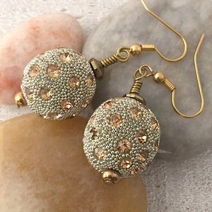 Golden Glitter Ball Beaded Earrings Women's Earrings - Etsy