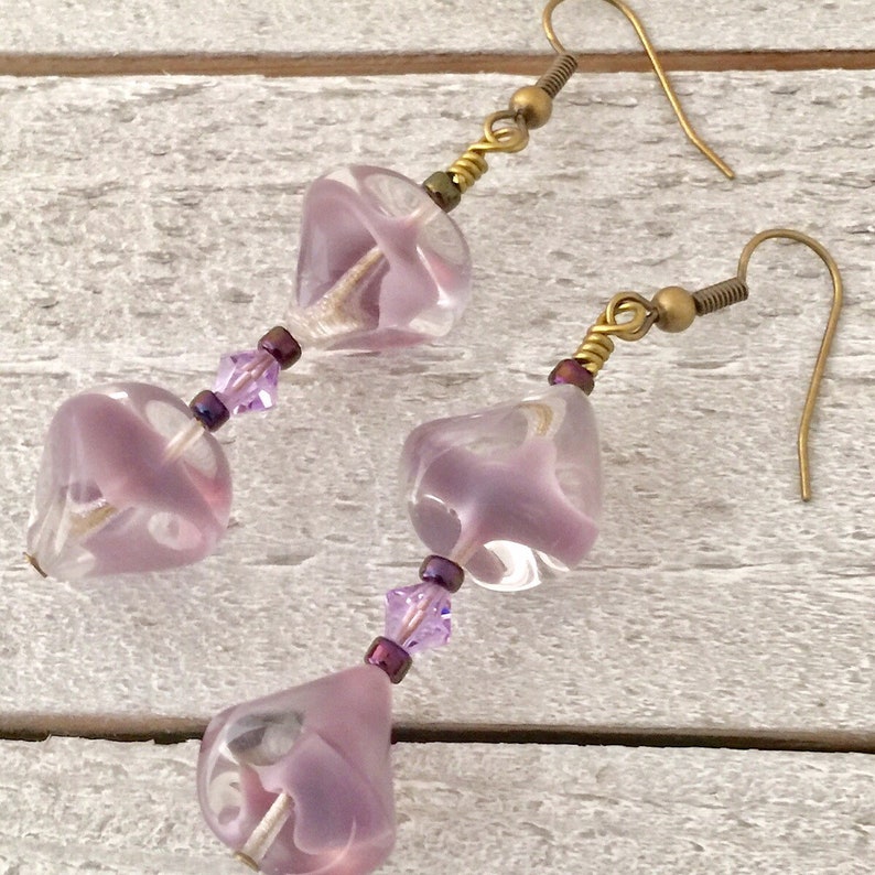 Woman Birthday Christmas Gift Boho Jewelry Dangle Earrings Girlfriend Gift Statement Earrings,Boho Purple Glass Drop Earrings