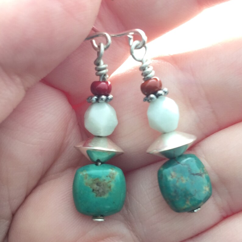 Boho Earrings Gift for Her Anniversary Gift Mothers Day Birthday Gift Women\u2019s Dangle Earrings Handmade African Turquoise Earrings