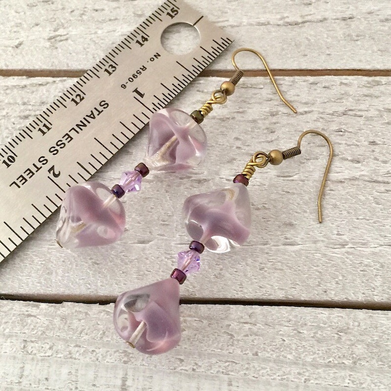 Woman Birthday Christmas Gift Boho Jewelry Dangle Earrings Girlfriend Gift Statement Earrings,Boho Purple Glass Drop Earrings