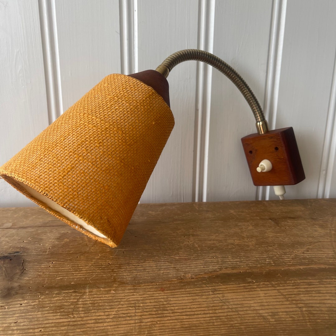 Vintage Bed Wall Lamp El-armatur Kosta Sweden Teak and Brass Mid ...