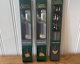 Set of 3 George Jensen Golden Christmas Candle Holders Andreas