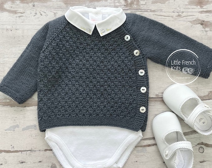 Knitting Pattern Baby Wool Sweater Instructions in English PDF Sizes Newborn to 24 months