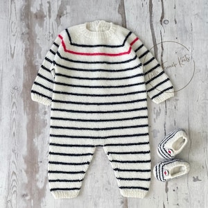 Knitting Pattern Baby Wool Jumpsuit Instructions in English PDF Sizes Newborn to 4 years