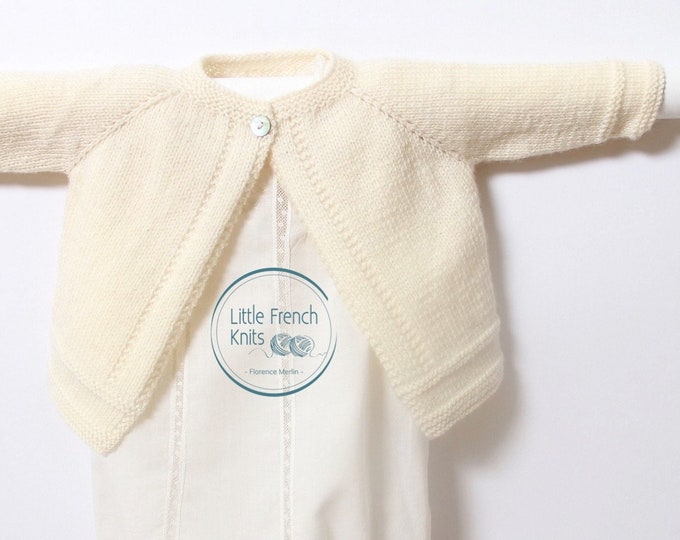 Knitting Pattern Baby Wool Cardigan Instructions in French PDF Sizes Newborn to 12 months