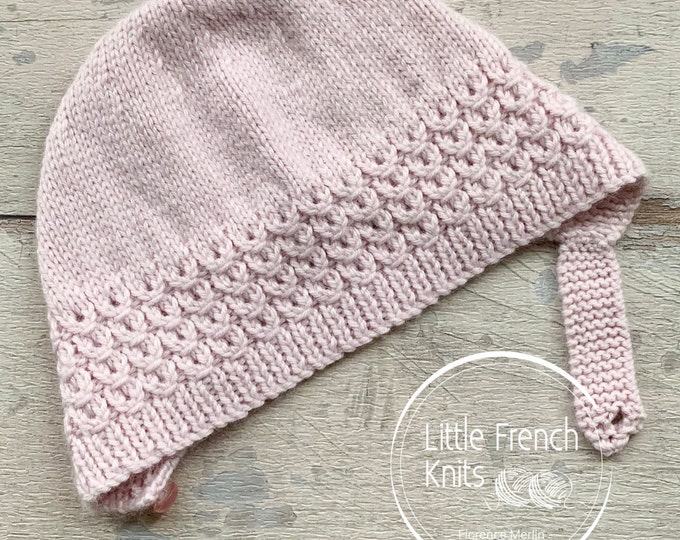 Baby Knitting Pattern Bonnet Hat Wool English Instructions PDF Sizes newborn to 24 months
