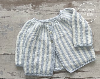 Knitting Pattern Baby Cardigan Sweater Instructions in English Sizes Newborn to 24 months
