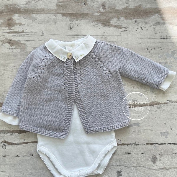 Knitting Pattern Baby Cardigan Sweater Instructions in English Sizes Newborn to 6 months