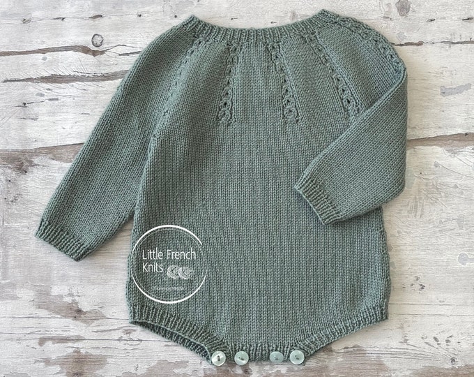 Knitting Pattern Baby Wool Romper Instructions in French PDF Sizes Newborn to 4 years