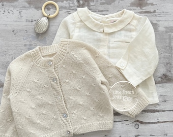 Baby Knitting Pattern Cardigan Sweater Wool French Instructions PDF Sizes Preemie to 24 months PDF Instant Download