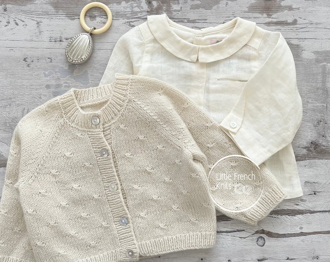 Baby Knitting Pattern Cardigan Sweater Wool French Instructions PDF Sizes Preemie to 24 months PDF Instant Download