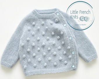 Knitting Pattern Baby Wool Cardigan Instructions in French PDF Sizes Newborn to 4 years