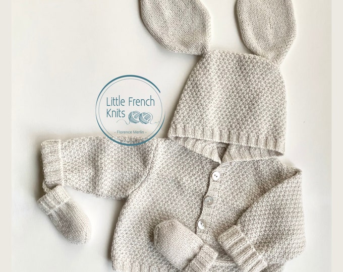 Knitting Pattern Baby Wool Coat Instructions in English PDF Sizes Newborn to 18 months