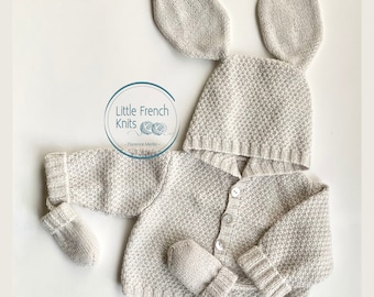 Knitting Pattern Baby Wool Coat Instructions in French PDF Sizes Newborn to 18 months