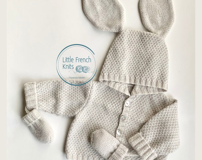 Knitting Pattern Baby Wool Coat Instructions in French PDF Sizes Newborn to 18 months