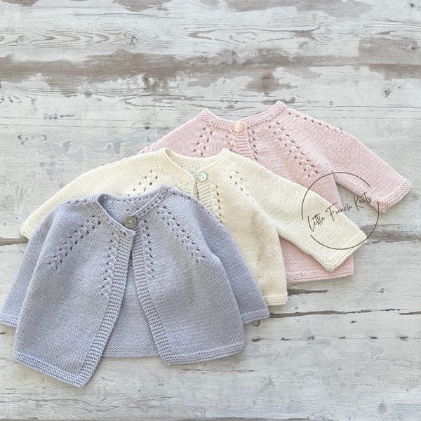 Knitting Pattern Baby Cardigan Sweater Instructions in English Sizes Newborn to 6 months