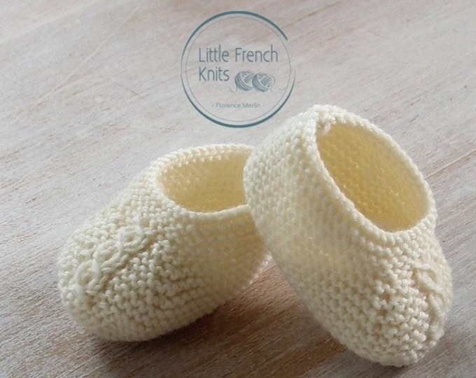 Knitting Pattern Baby Booties Princess Charlotte Instructions in French Instant Digital Download PDF Sizes Newborn to 6 months