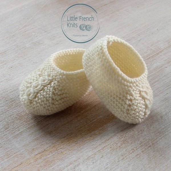 Knitting Pattern Baby Booties Princess Charlotte Instructions in French Instant Digital Download PDF Sizes Newborn to 6 months