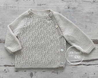 Knitting Pattern Baby Wool Cardigan Instructions in French PDF Sizes Newborn to 4 years