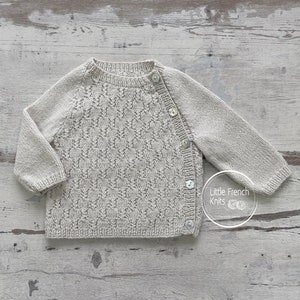 Knitting Pattern Baby Wool Cardigan Instructions in French PDF Sizes Newborn to 4 years