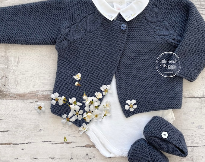 Knitting Pattern Baby Cardigan Sweater Instructions in French PDF Instant Download Sizes Newborn to 2 years