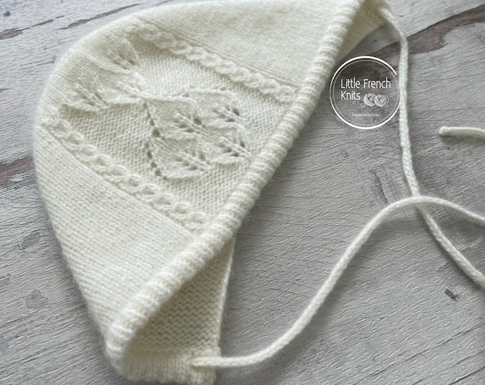 Knitting Pattern Baby Wool Bonnet Instructions in French PDF Sizes Newborn to 18 months