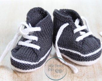 Baby Knitting Pattern Sneakers Booties Shoes Instructions in English PDF Size Newborn to 3 months