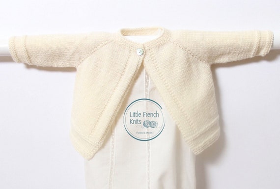 Knitting Pattern Baby Wool Cardigan Instructions in French PDF Sizes Newborn to 12 months