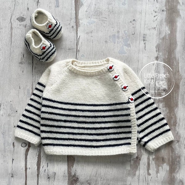 Baby Knitting Patterns Cardigan and Booties Wool French Instructions PDF Instant Download