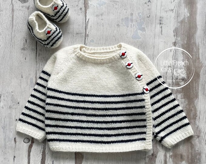 Baby Knitting Patterns Cardigan and Booties Wool French Instructions PDF Instant Download