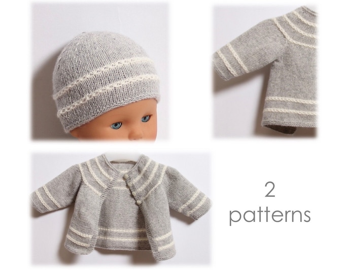 Knitting Pattern Baby Set 2 Patterns Instructions in English PDF Instant Download