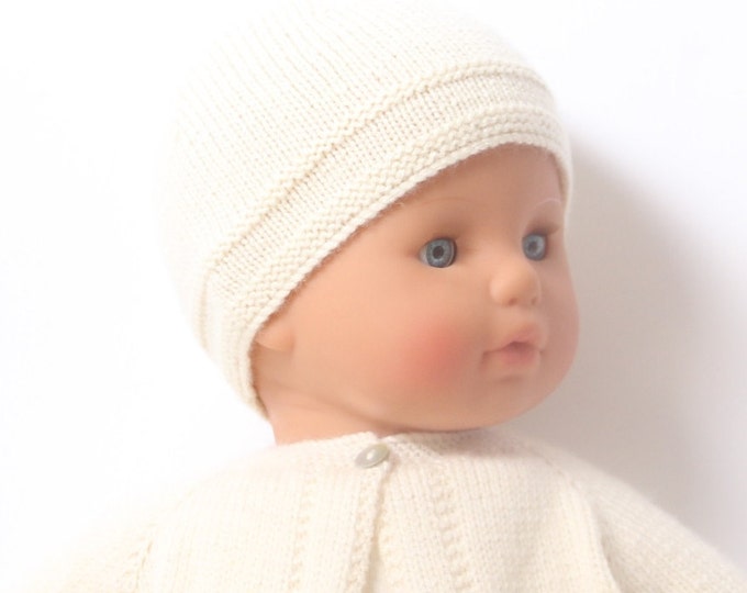 Baby Knitting Pattern Bonnet Hat Wool French Instructions PDF Sizes newborn to 12 months