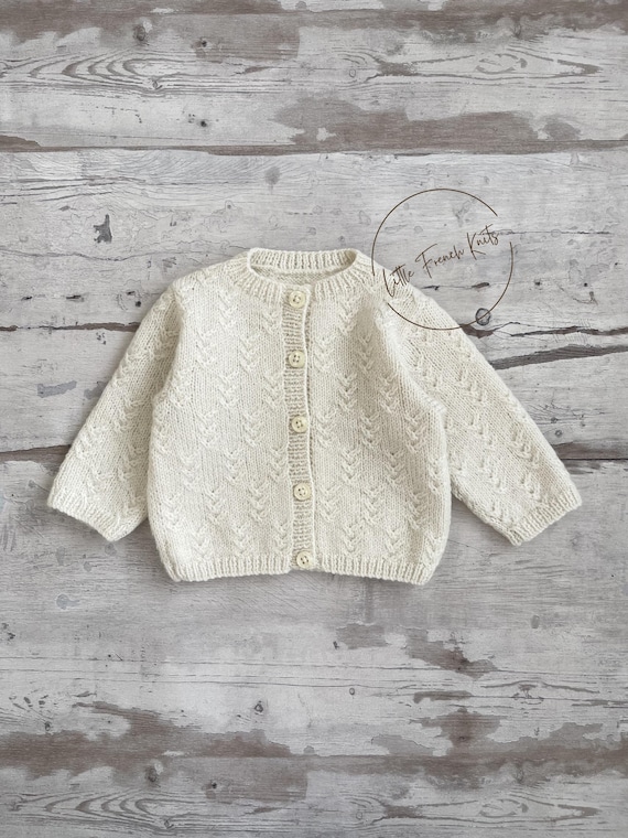 Knitting Pattern Baby Wool Cardigan Instructions in French PDF Sizes Newborn to 24 months